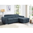 thumbnail image 1 of Roomfitters 97" Convertible Sectional Sofa with Storage Chaise, Adjustable Headrests, Contemporary L-Shaped Sleeper Sofa with Pull-Out Bed, Stylish Living Room Furniture, Blue, 1 of 5