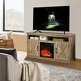 thumbnail image 1 of Roomfitters Farmhouse Fireplace TV Stand for TVs up to 65", Rustic Entertainment Center with Electric Fireplace, TV Cabinet with 2 Barn Doors, TV Console Cabinet with Open Storage Shelves, Gray Wash, 1 of 8