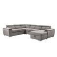 thumbnail image 1 of Roomfitters Modern U Shaped Sectional Sofa Couch with Adjustable Headrest, Storage Chaise, and Sofa Bed - 7-seat, Light Gray Fabric - Ideal for Living Room, 1 of 1