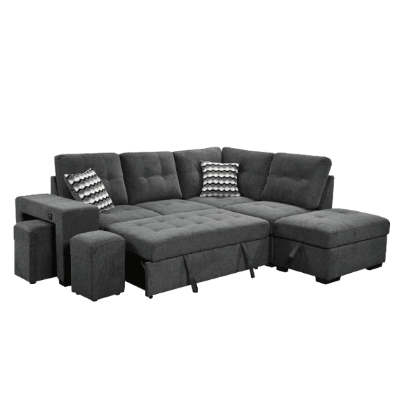Roomfitters Sectional Pull Out Sofa Bed 101" Reversible L-Shaped Corner ...