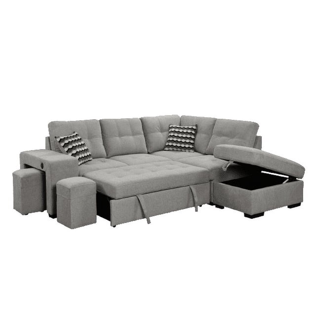 Roomfitters Sectional Pull Out Sofa Bed 101" Reversible L-Shaped Corner ...