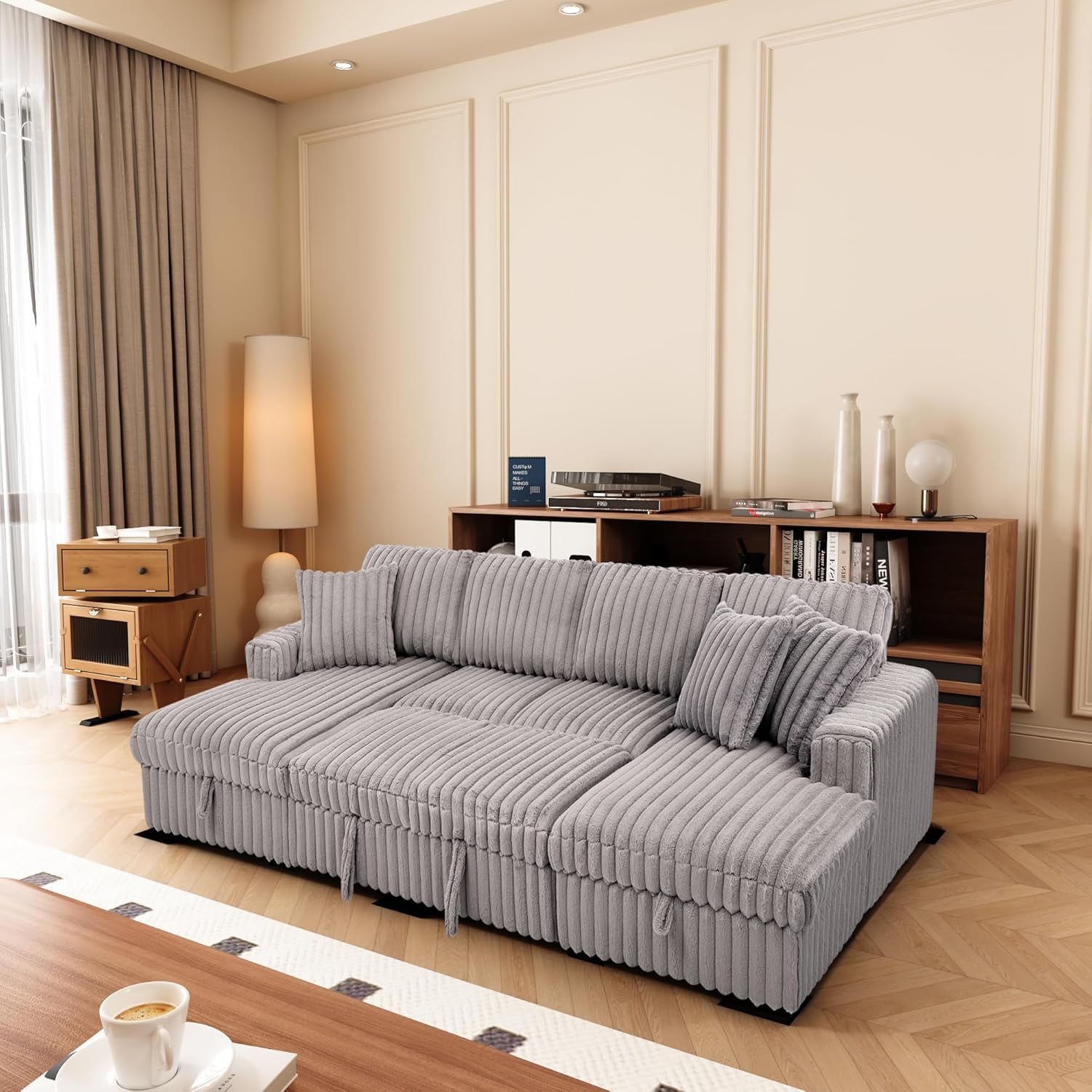 Roomfitters U Shaped Sleeper Sofa, 122 Inch Oversized - 2 in 1 Pull Out ...