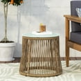 thumbnail image 1 of Roomfitters Woven Rope Side Table with Tempered Glass Top, Stylish Round Accent End Table for Indoor and Outdoor Use, Modern and Durable Design, Brown, 1 of 1