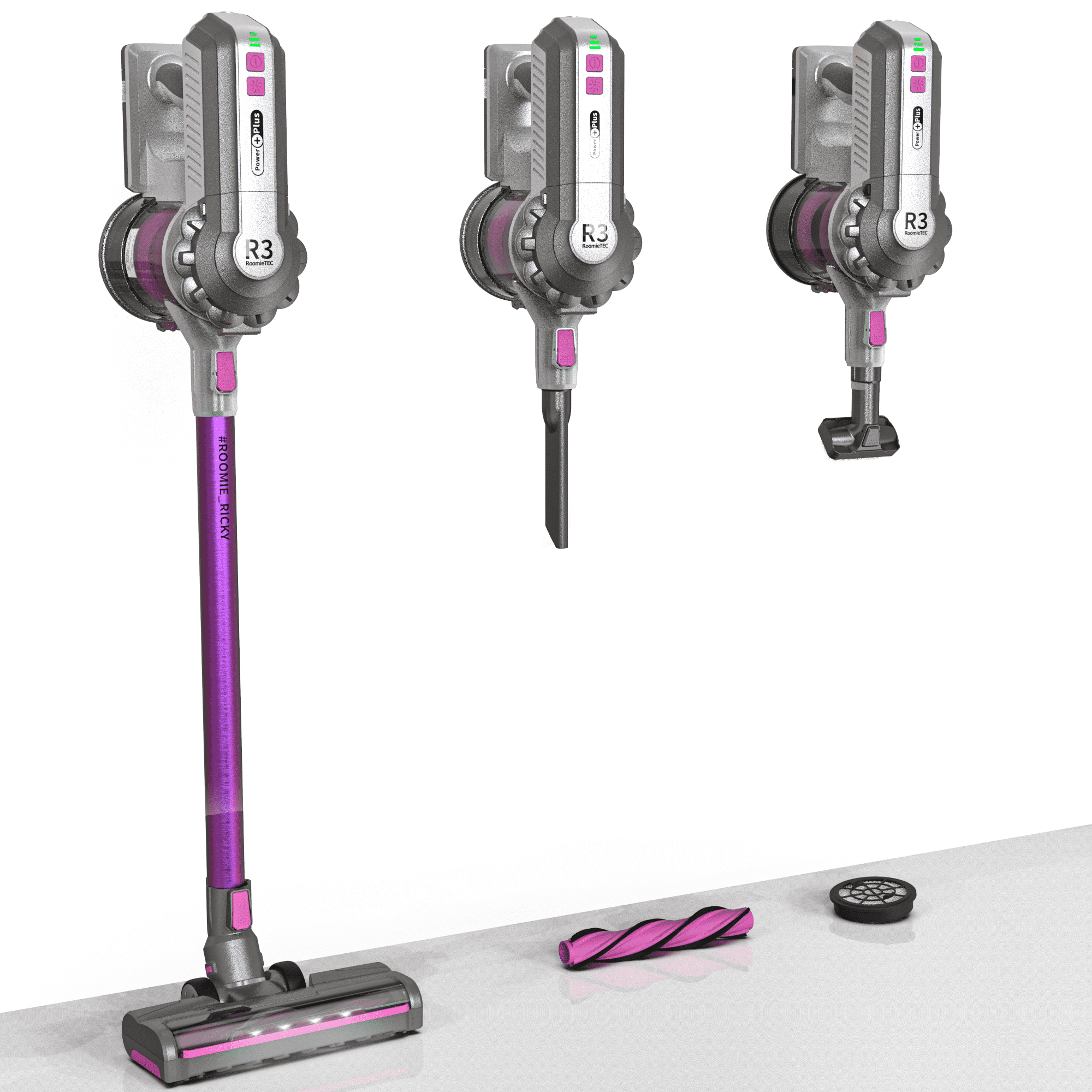 Roomie Tec Ricky Cordless Vacuum Cleaner with Long RunTime, Brushless Motor, Lightweight - 2 in 1 Handheld and Upgrade Stick Vacuum with Powerful Suction for Hardwood Floor, Carpet, Pet Hair