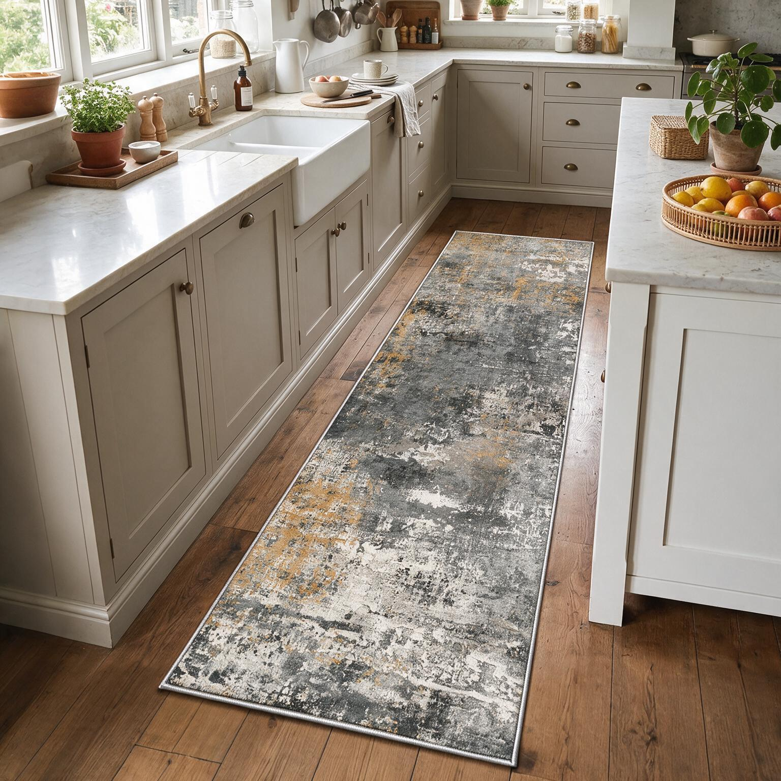 Roomisland 2'x6' Runner Rug, Washable Non Slip Low Profile Rug with Rubber Backing for Kitchen, Entryway, Hallway