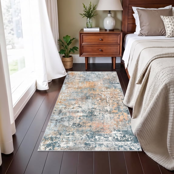 Roomisland 2'x4' Runner Rug, Washable Non Slip Low Profile Rug with Rubber Backing for Kitchen, Entryway, Laundry Room