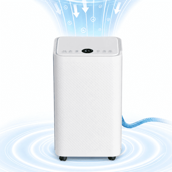 Roomisland 30 Pint Dehumidifier for Basement, 38dB Quiet, Precise Humidity Control, Drain Hose & 2L Water Tank, Small 2000 Sq.ft Dehumidifiers, Smart Humidity Ring, Ideal for Home, Bedroom