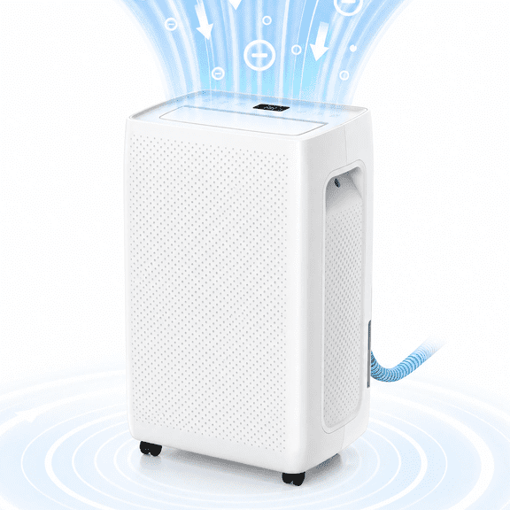 Roomisland 30 Pint Dehumidifier for Basement, 38dB Quiet, Precise Humidity Control, Drain Hose & 4.5L Water Tank, Small 2000 Sq.ft Dehumidifiers, Smart Humidity Ring, Ideal for Home, Bedroom