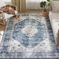 thumbnail image 1 of Roomisland Area Rug 4x6ft Machine Washable Non-Slip Traditional Chenille Floor Carpet for Living Room Bedroom, Blue, 1 of 10