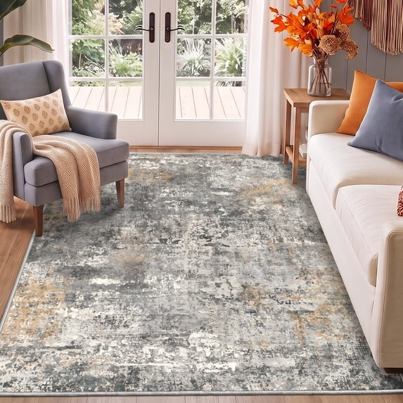 Roomisland Area Rugs 5x7FT Washable for Living Room, Non Slip Modern Abstract Carpet Stain Resistant Soft Low Pile Indoor Floor Rug for Bedroom Kitchen Home Office
