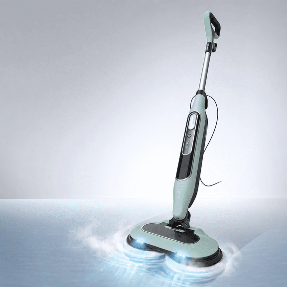 Roomisland Steam Mop with 4 Cleaning Modes, Rotating Scrub Pads & LED Headlights All-in-One Hard Floor Steam Mop for Hardwood Floors & Tile