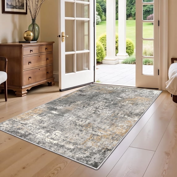 Roomisland Washable 3x5ft Entryway Rug Indoor, Non Slip Small Area Rug for Kitchen Bathroom Door Mat, Low Pile Floor Carpet with Rubber Backing, Vintage Farmhouse Decor, Easy Clean