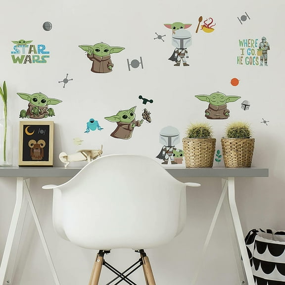 Roommates Mandalorian The Child Illustrated Peel And Stick Wall Decals Star Wars BABY YODA Stickers RMK4805SCS