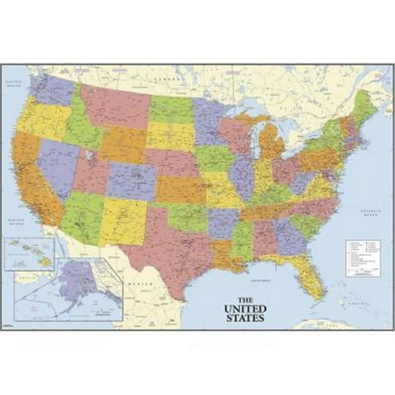 Roommates RMK2374SLM USA Map Dry Erase Peel and Stick Giant Wall Decals