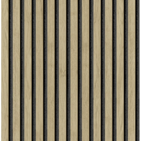 Roommates Studio Cream Oak Slat Peel and Stick Wallpaper 30.75 Sq. ft