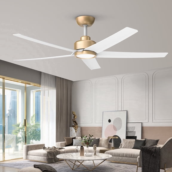 Roomratv 52 inch Ceiling Fans with Lights, Large Air Volume Ceiling Fans with Reversible Quiet DC Motor and Remote