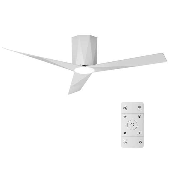 Roomratv Black Ceiling Fans with Dimmable Led Lights, 52 Inch Flush Mount Ceiling Fan Remote Control, Quiet DC Reversible Motor for Summer Winter, Low Profile Modern ABS Blades Indoor Use