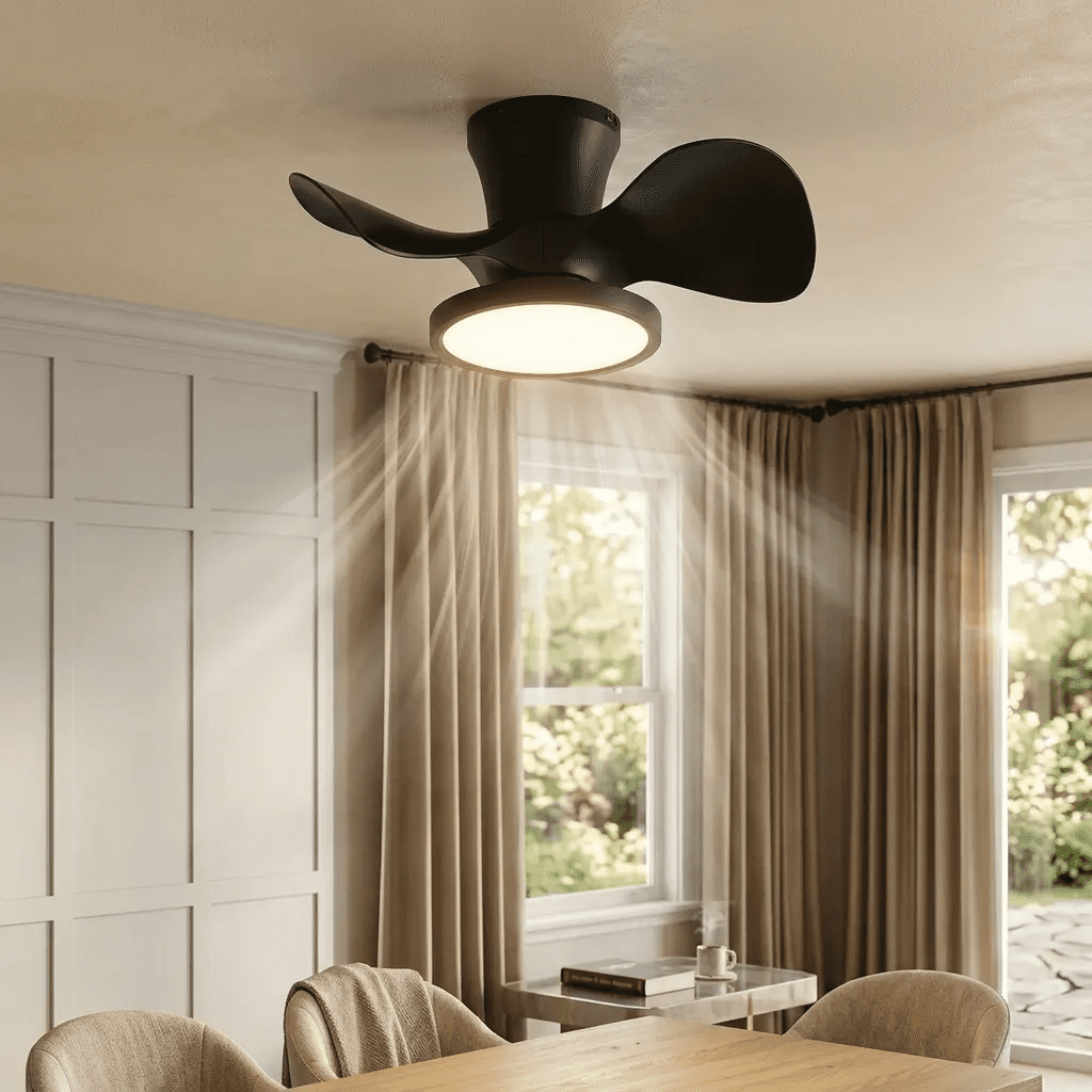 Roomratv Quiet Ceiling Fan with LED Light 22 inch Large Air Volume Remote Control for Kitchen Bedroom Dining Room Patio