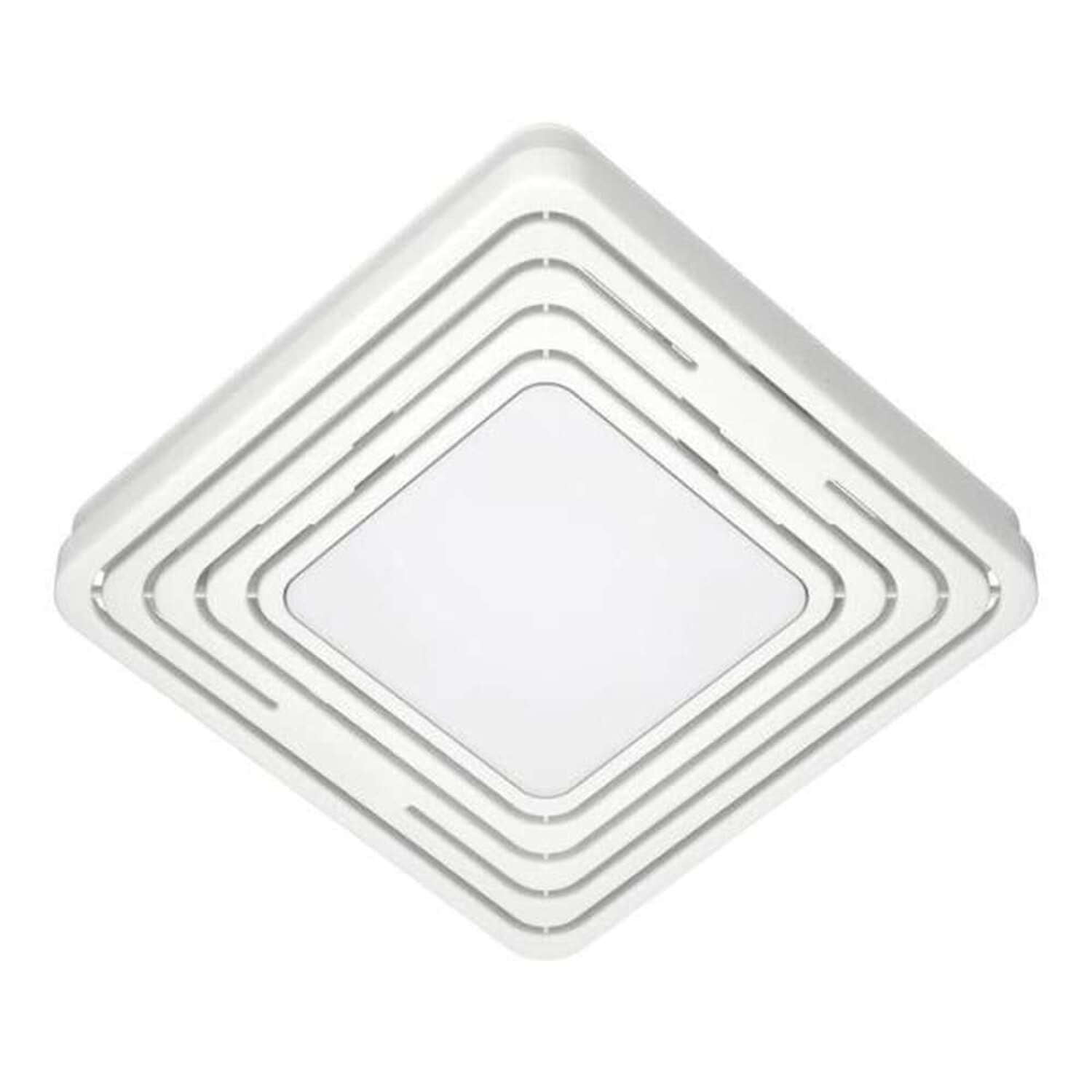 White Square LED Flush Mount Bathroom Exhaust Fan