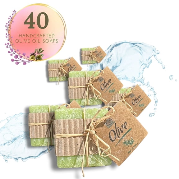 Roomsium Handcrafted Olive Oil Guest Soap Bars, 40 Count, Individually Wrapped, 20g Each