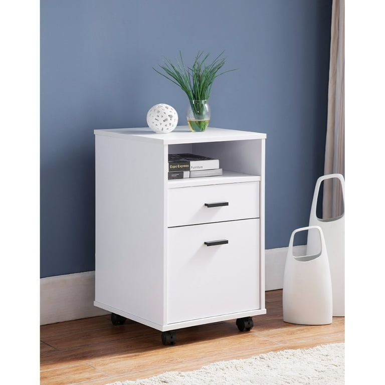 Roomy File Cabinet On Wheels White