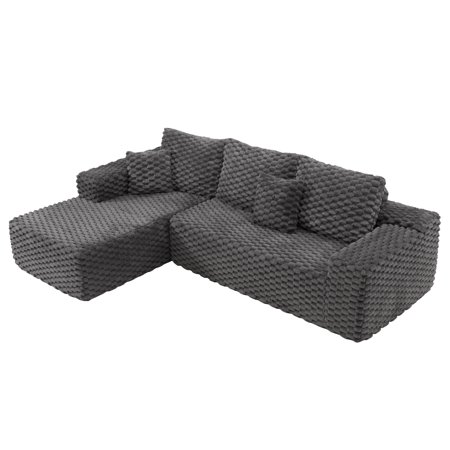 Roomy Homy 106" Sectional Sofa, Morden Deep Seat Oversized Couch with Plush Pillows, Pet-Friendly Upholstery, No Assembly Required, Grey