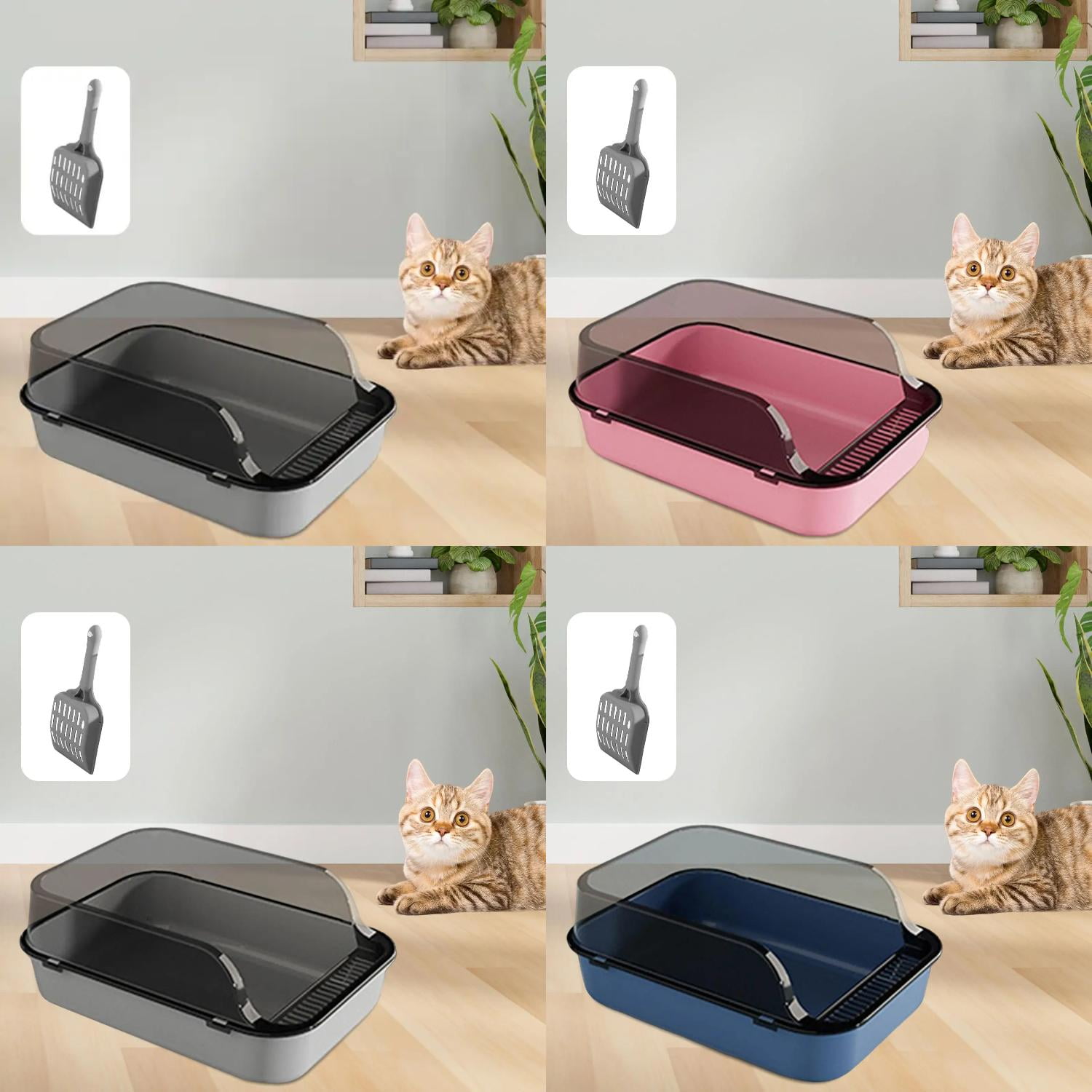 Roomy convenient and ideal anti-splashing cat litter pan for indoor