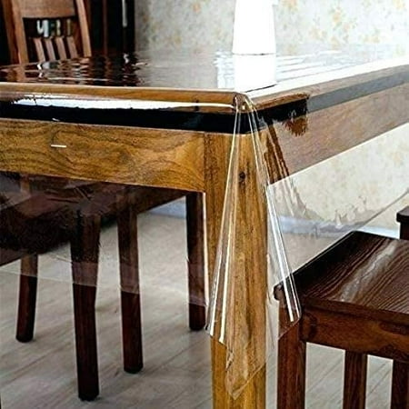 Rooney Heavy-Duty 100% Vinyl Clear/Transparent Tablecloth TOP Cover, Water Proof, Hard Plastic, Easy Clean, Vinyl Spills Protector (Rectangle 48" X 60")