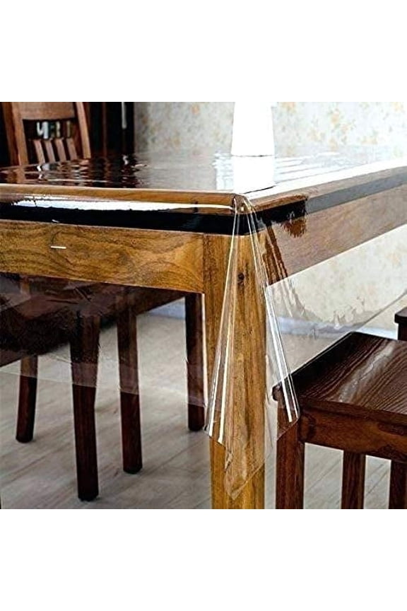 Rooney Heavy-Duty 100% Vinyl Clear/Transparent Tablecloth TOP Cover, Water Proof, Hard Plastic, Easy Clean, Vinyl Spills Protector (Rectangle 48" X 60")