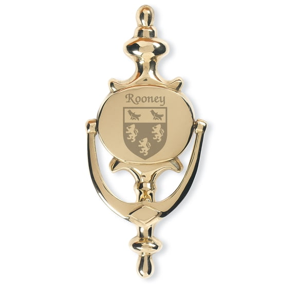 Rooney Irish Coat of Arms Brass Door Knocker