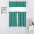 thumbnail image 1 of Rooney Luxury Modern Teal Solid Print Solid Rod Pocket Blackout Kitchen Curtain Sets, 14 x 60 in (3 Panels), 1 of 4