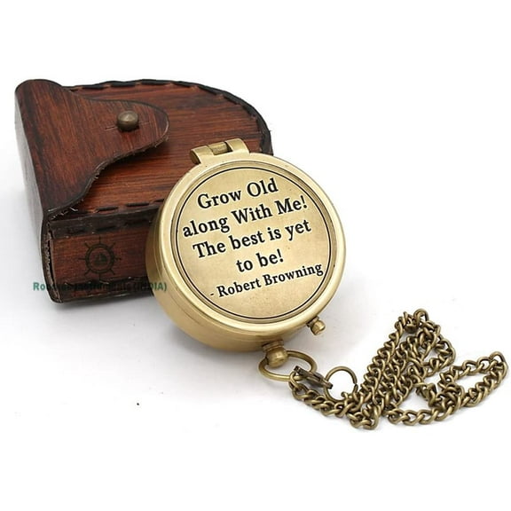 Roorkee Instruments India Thoreau's Go Confidently Quote Engraved Compass with Embossed Leather Case