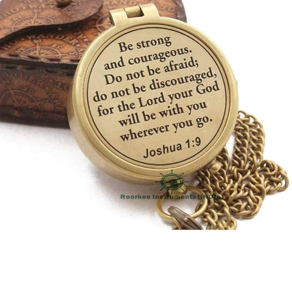 Roorkee Instruments India Brand Brass Magnetic Old Brass Color Engraved Compass with Case