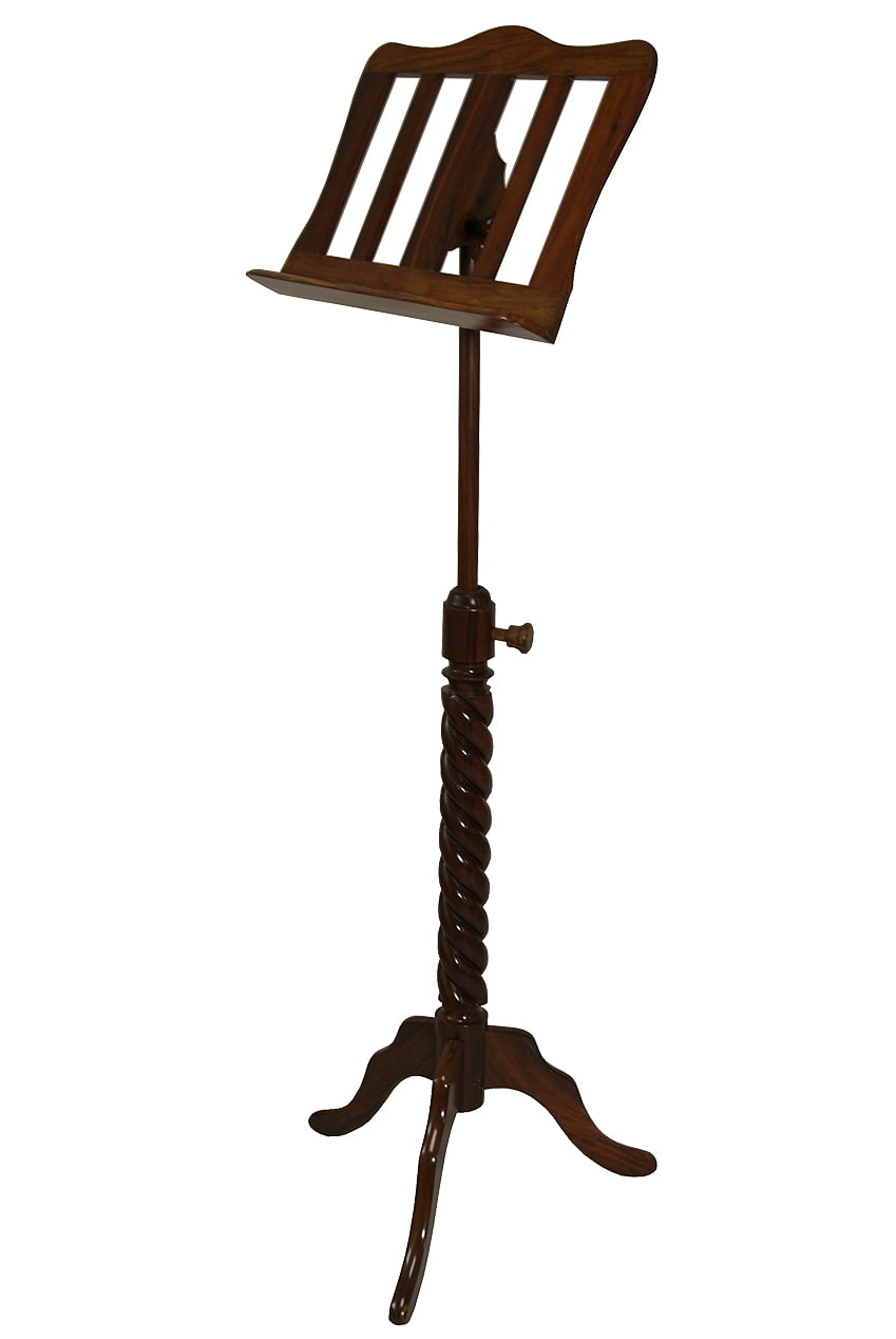 Adjustable Dark Brown Solid Sheesham Wood Spiral Music Stand