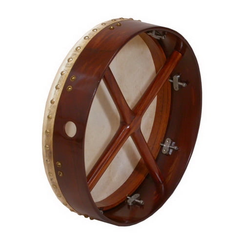 Roosebeck Tunable Sheesham Bodhran, Rosewood, Cross-Bar 14 inches by 3.5 inches