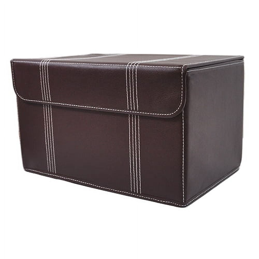 Roosevelt Faux Leather Storage Box with Lid Collapsible 15in