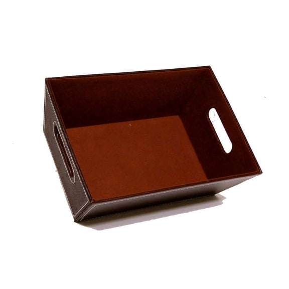 Lucky Clover Trading Faux Leather Utility Tray 11" Brown Catchall Valet Tray Organizer for Coffee Table Entryway Desk Dresser Key Remote Holder