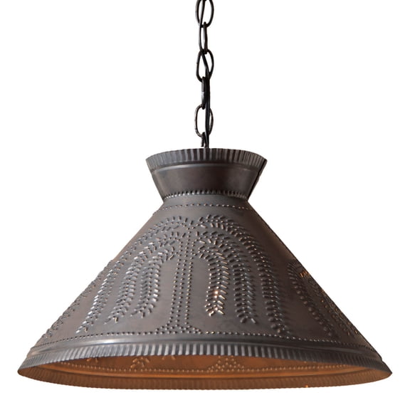 Irvins Country Tinware Roosevelt Shade Light with Willow Kettle Black
