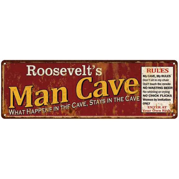 Roosevelt's Man Cave Rules Red Chic Sign Home Man Cave Decor 8x24 108240004498