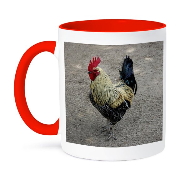 3dRose, Rooster, 11oz Two-Tone Red Mug