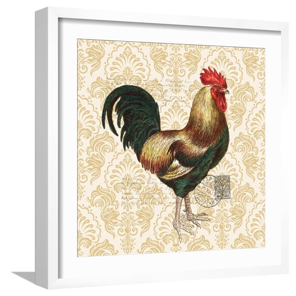Art.com Rooster 2 Art Print by Kimberly Allen, White Frame Wall Art, 21" x 21"