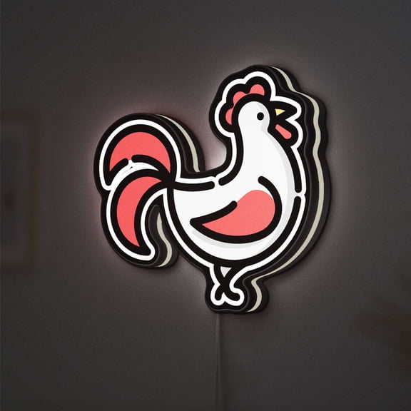 Rooster 3D Novelty Light Box, Rustic Farmhouse Wall Decor with Charming Morning Vibes, Ideal for Nature Lovers (Height 8 inch, 20cm)