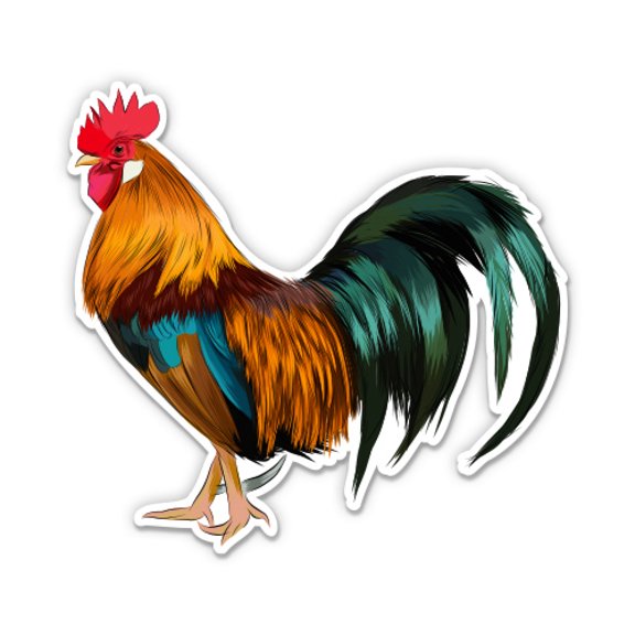 Rooster - 5" Vinyl Sticker - For Car Laptop I-Pad - Waterproof Decal