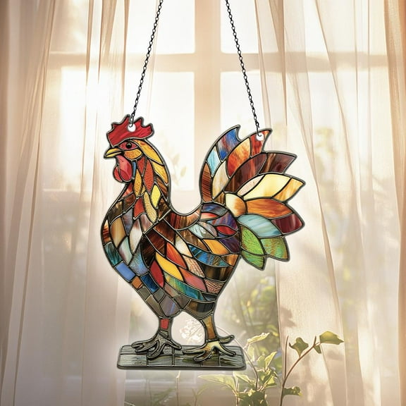 Rooster Acrylic Suncatcher, Rooster Ornaments, Farmhouse Decor, Rooster Gifts For Women Men, Rooster Decorations For Window Hanging