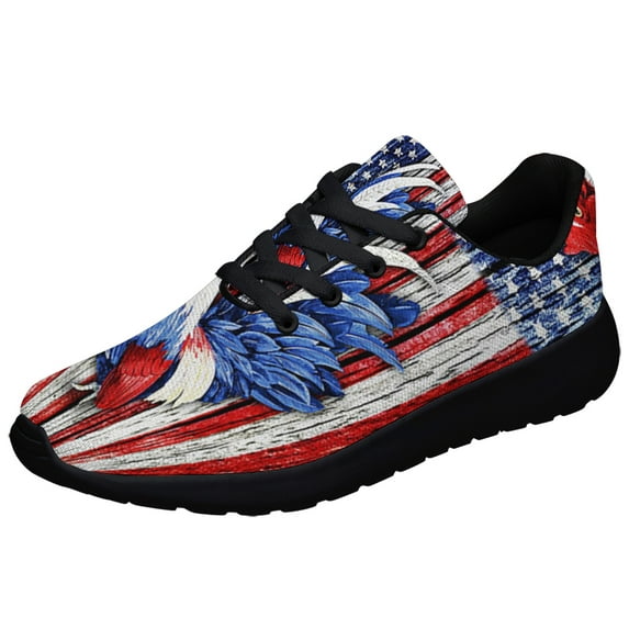 Rooster American flag US Shoes Sneakers for Women Men Black Size 10.5