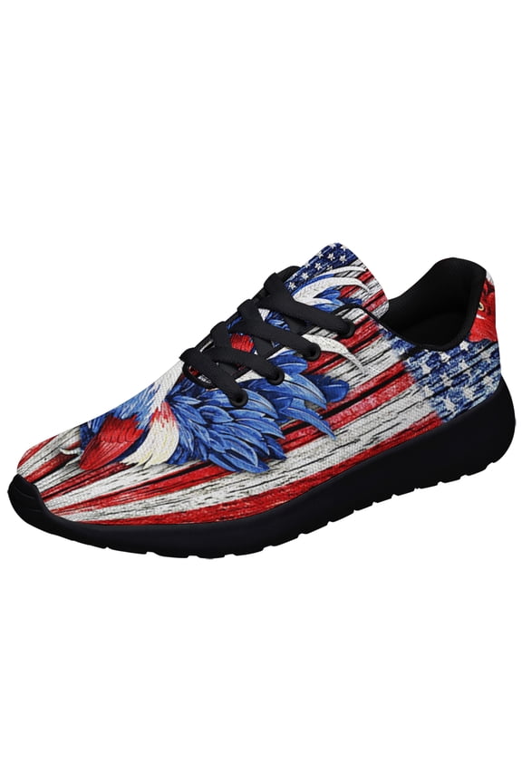 Rooster American flag US Shoes Sneakers for Women Men Black Size 9