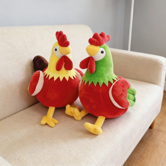 Rooster Animal Plush Toy Yellow Cute Stuffed Figurine for Office Stress Relief and Room Decoration Soft Short-Pile Fabric Gift for Adults