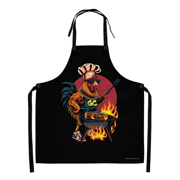 Rooster Grill Master BBQ Apron for Men Premium Graphic Apron for Cooking & Grilling