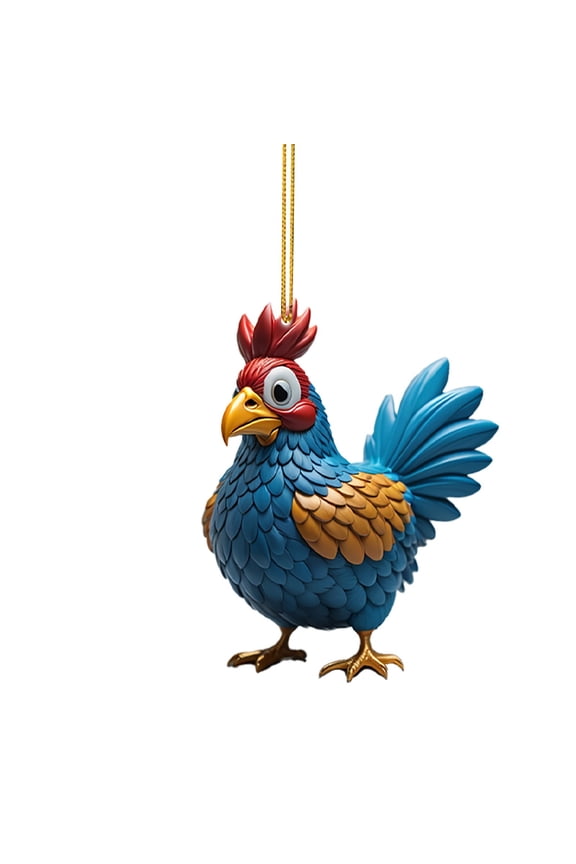 Rooster Car Pendant Christmas Ornament, Rooster Keychain for Home Tree Decor and Holiday Mantel Display, Unique Gift for Family Gathering and Seasonal Celebration, Farmhouse Rooster Decor Akmoler