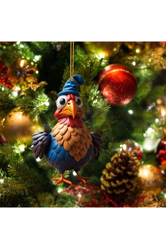 Rooster Car Pendant Christmas Ornament, Rooster Keychain for Home Tree Decor and Holiday Mantel Display, Unique Gift for Family Gathering and Seasonal Celebration, Farmhouse Rooster Decor Akmoler